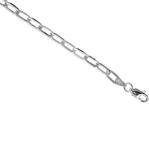 Sterling Silver Paperclip Chain Bracelet, Solid 925  Sterling Silver 5.5mm Square Wire Cable Link Paper Clip Bracelet 7.5” inches